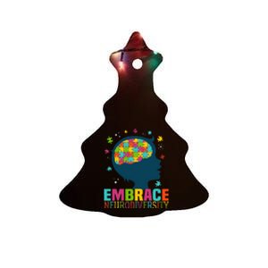 Embrace Neurodiversity Autism Awareness ASD Neurodiversity Ceramic Tree Ornament