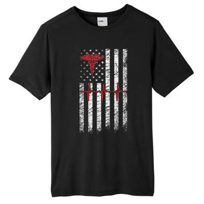 ER Nurse American Flag Design Emergency Nurses Day Tall Fusion ChromaSoft Performance T-Shirt