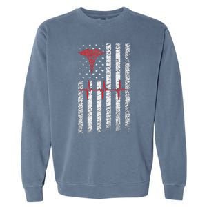 ER Nurse American Flag Design Emergency Nurses Day Garment-Dyed Sweatshirt