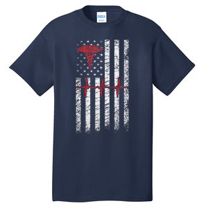 ER Nurse American Flag Design Emergency Nurses Day Tall T-Shirt