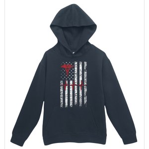 ER Nurse American Flag Design Emergency Nurses Day Urban Pullover Hoodie