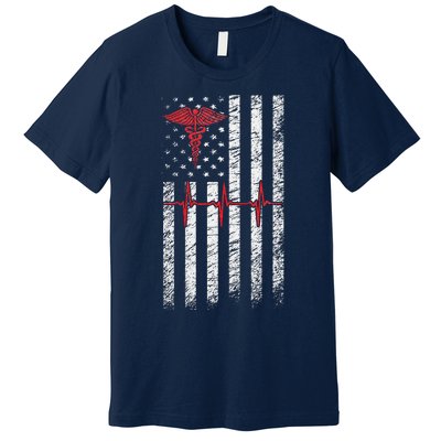 ER Nurse American Flag Design Emergency Nurses Day Premium T-Shirt