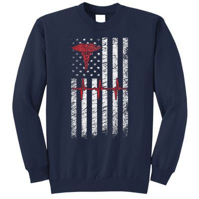 ER Nurse American Flag Design Emergency Nurses Day Tall Sweatshirt