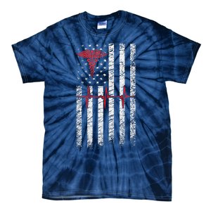 ER Nurse American Flag Design Emergency Nurses Day Tie-Dye T-Shirt