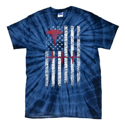 ER Nurse American Flag Design Emergency Nurses Day Tie-Dye T-Shirt