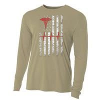 ER Nurse American Flag Design Emergency Nurses Day Cooling Performance Long Sleeve Crew