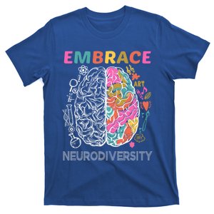 Embrace Neurodiversity Autism Adhd Asd Rainbow Brain Gift Cute Gift T-Shirt