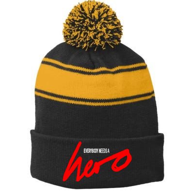 Everybody Needs A Hero Album Stripe Pom Pom Beanie