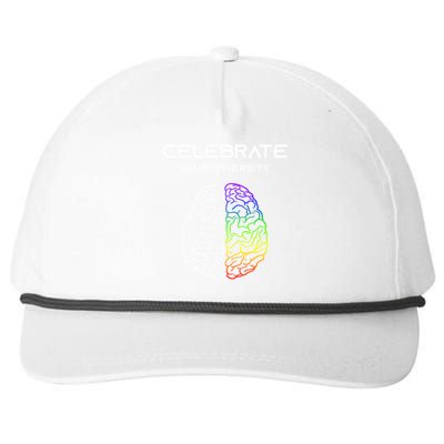 Embrace Neurodiversity Autism Adhd Asd Rainbow Brain Meaningful Gift Snapback Five-Panel Rope Hat