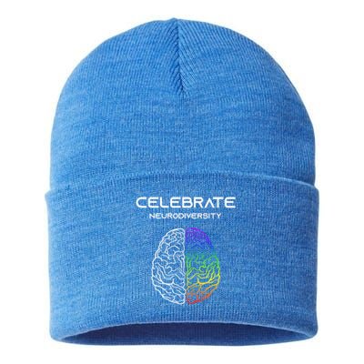 Embrace Neurodiversity Autism Adhd Asd Rainbow Brain Meaningful Gift Sustainable Knit Beanie