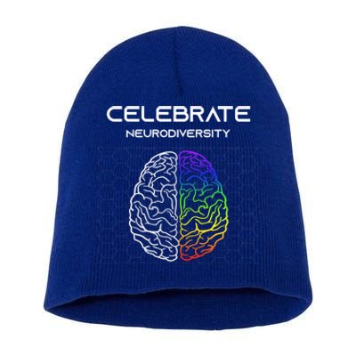 Embrace Neurodiversity Autism Adhd Asd Rainbow Brain Meaningful Gift Short Acrylic Beanie