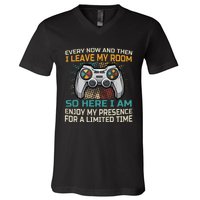 Every Now And Then I Leave My Room Funny Gaming V-Neck T-Shirt