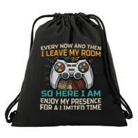 Every Now And Then I Leave My Room Funny Gaming Drawstring Bag