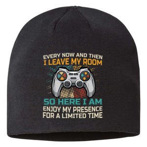 Every Now And Then I Leave My Room Funny Gaming Sustainable Beanie