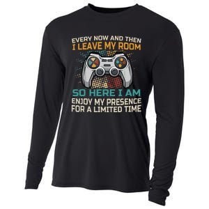 Every Now And Then I Leave My Room Funny Gaming Cooling Performance Long Sleeve Crew