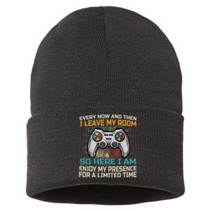 Every Now And Then I Leave My Room Funny Gaming Sustainable Knit Beanie