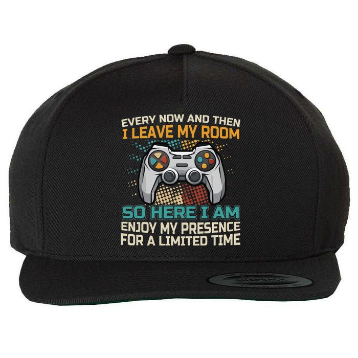 Every Now And Then I Leave My Room Funny Gaming Wool Snapback Cap