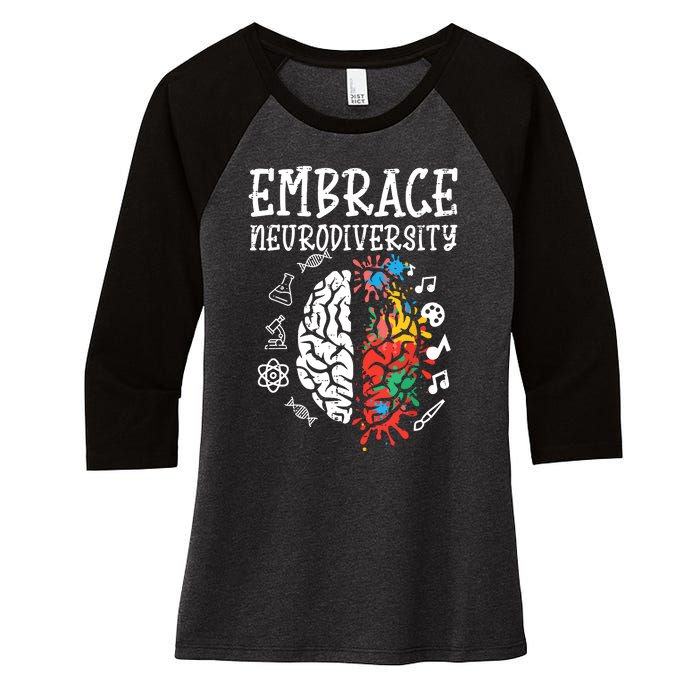 Embrace Neurodiversity Autism Awareness Asd Women Women's Tri-Blend 3/4-Sleeve Raglan Shirt