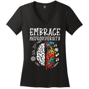 Embrace Neurodiversity Autism Awareness Asd Women Women's V-Neck T-Shirt