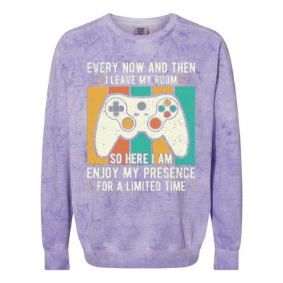 every now and then i leave my room funny gaming Colorblast Crewneck Sweatshirt