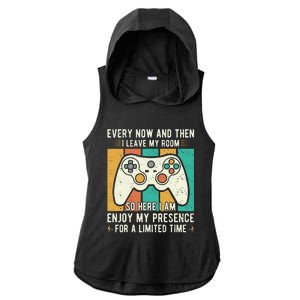 every now and then i leave my room funny gaming Ladies PosiCharge Tri-Blend Wicking Draft Hoodie Tank