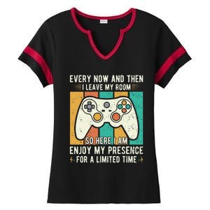 every now and then i leave my room funny gaming Ladies Halftime Notch Neck Tee