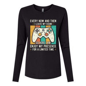 every now and then i leave my room funny gaming Womens Cotton Relaxed Long Sleeve T-Shirt