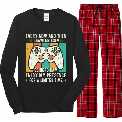 every now and then i leave my room funny gaming Long Sleeve Pajama Set