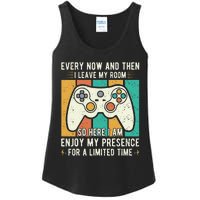 every now and then i leave my room funny gaming Ladies Essential Tank