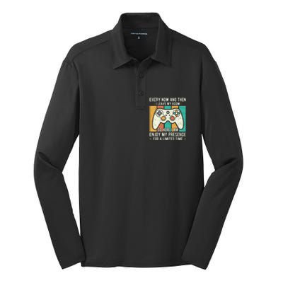 every now and then i leave my room funny gaming Silk Touch Performance Long Sleeve Polo