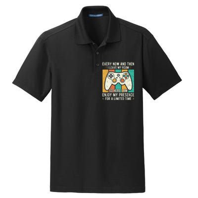 every now and then i leave my room funny gaming Dry Zone Grid Polo