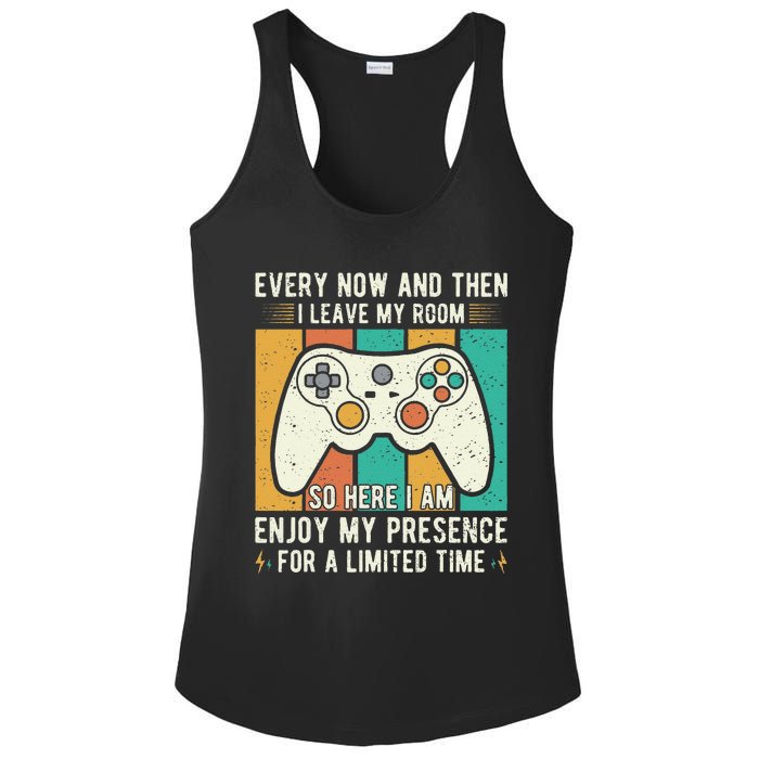 every now and then i leave my room funny gaming Ladies PosiCharge Competitor Racerback Tank