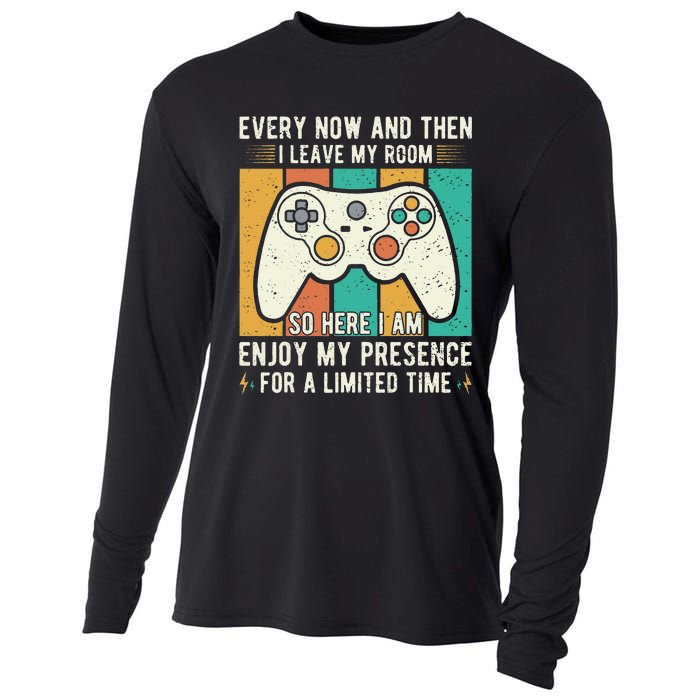 every now and then i leave my room funny gaming Cooling Performance Long Sleeve Crew