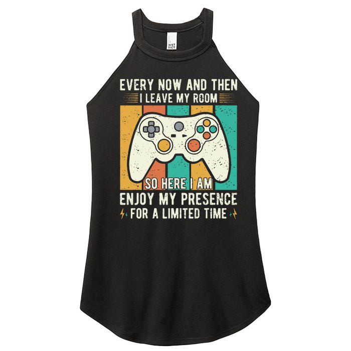 every now and then i leave my room funny gaming Women's Perfect Tri Rocker Tank