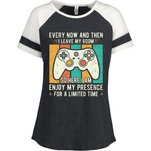 every now and then i leave my room funny gaming Enza Ladies Jersey Colorblock Tee