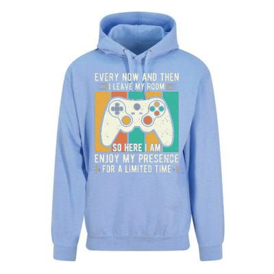 every now and then i leave my room funny gaming Unisex Surf Hoodie