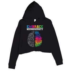 Embrace Neurodiversity Autism Adhd Asd Rainbow Brain Gift Crop Fleece Hoodie