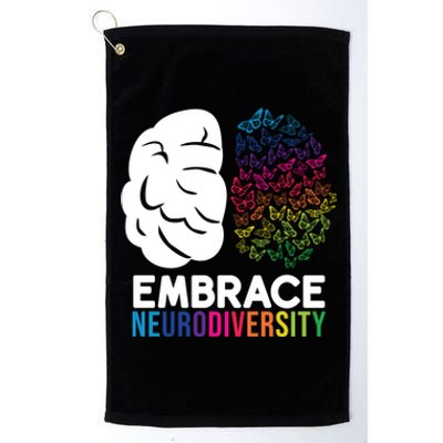 Embrace Neurodiversity Autism Adhd Asd Rainbow Brain Gift Platinum Collection Golf Towel