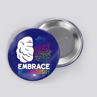 Embrace Neurodiversity Autism Adhd Asd Rainbow Brain Gift Button