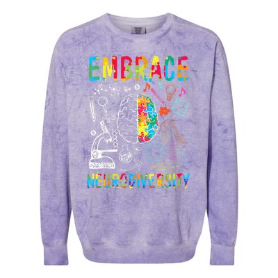 Embrace Neurodiversity Autism Awareness ASD  Wo kid Colorblast Crewneck Sweatshirt