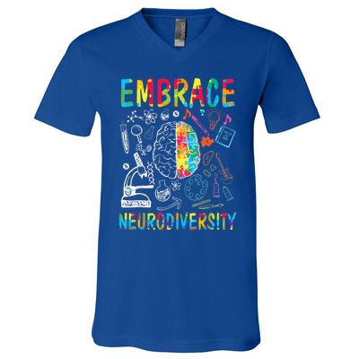 Embrace Neurodiversity Autism Awareness ASD  Wo kid V-Neck T-Shirt