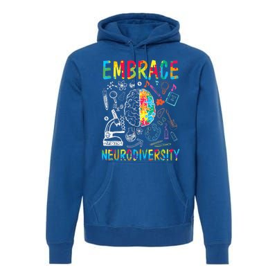 Embrace Neurodiversity Autism Awareness ASD  Wo kid Premium Hoodie