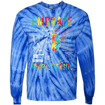 Embrace Neurodiversity Autism Awareness ASD  Wo kid Tie-Dye Long Sleeve Shirt