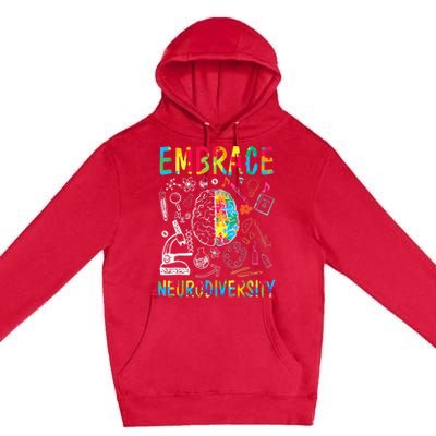 Embrace Neurodiversity Autism Awareness ASD  Wo kid Premium Pullover Hoodie