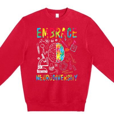 Embrace Neurodiversity Autism Awareness ASD  Wo kid Premium Crewneck Sweatshirt