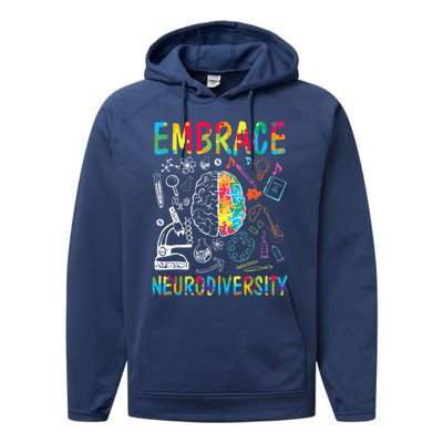 Embrace Neurodiversity Autism Awareness ASD  Wo kid Performance Fleece Hoodie