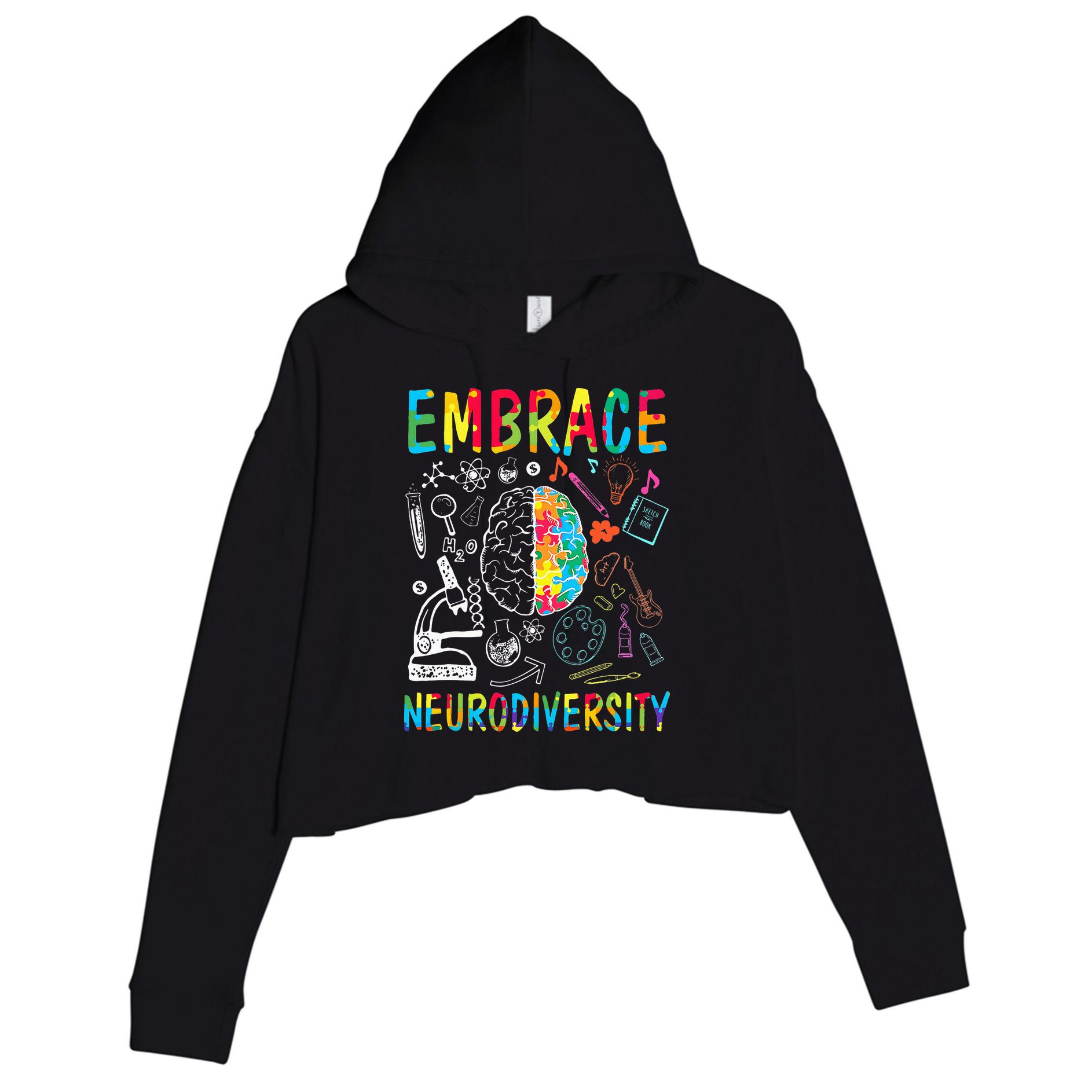 Embrace Neurodiversity Autism Awareness ASD Crop Fleece Hoodie