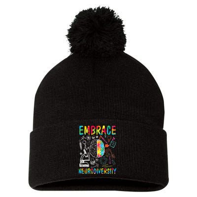 Embrace Neurodiversity Autism Awareness ASD Pom Pom 12in Knit Beanie