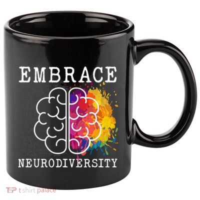 Embrace Neurodiversity Autism Adhd Asd Rainbow Brain Gift 11oz C Handle Ceramic Mug