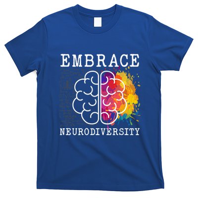 Embrace Neurodiversity Autism Adhd Asd Rainbow Brain Gift T-Shirt